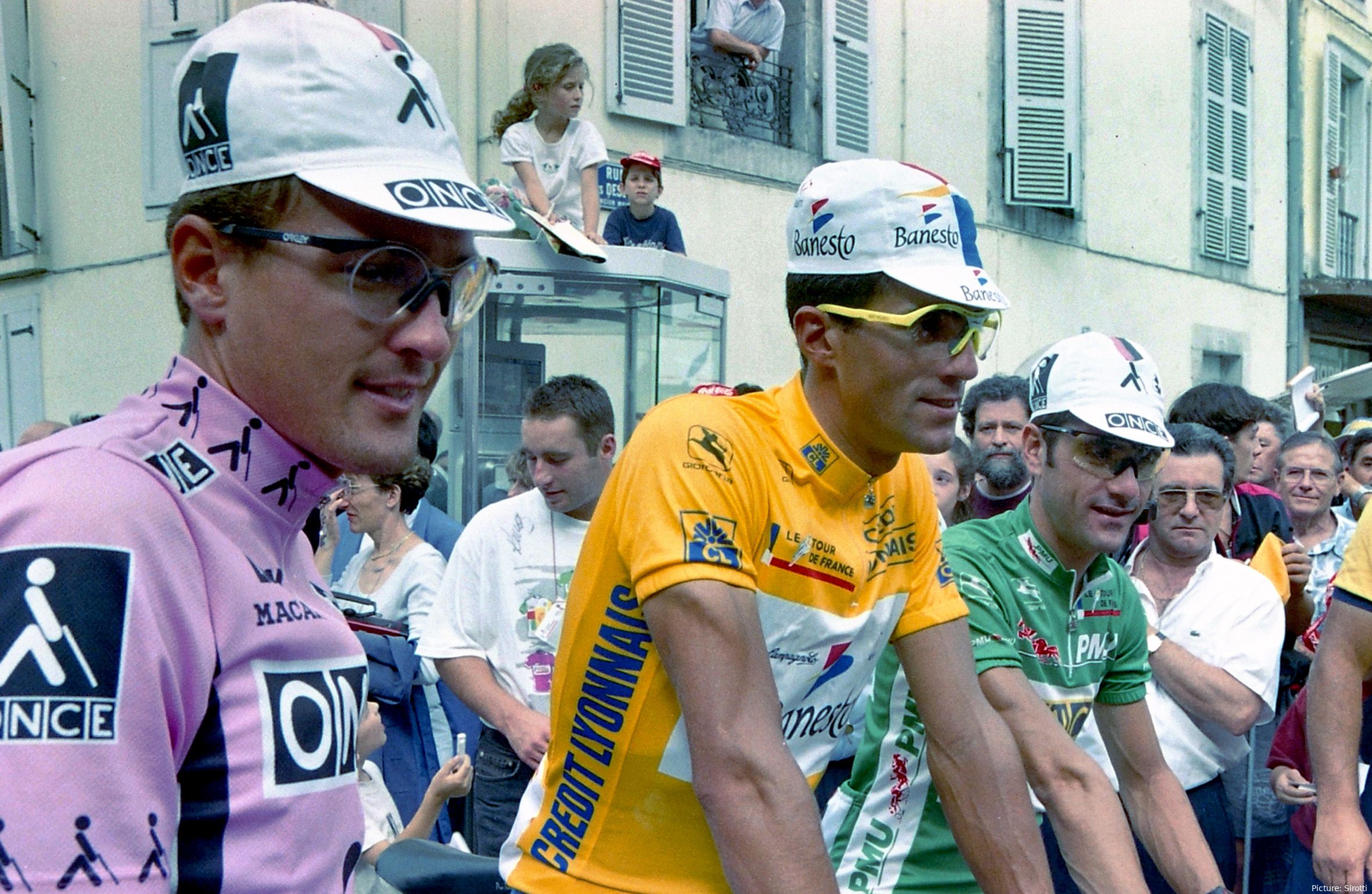 Miguel Indurain together with 90's legends Laurent Jalabert and Alex Zulle. @Sirotti