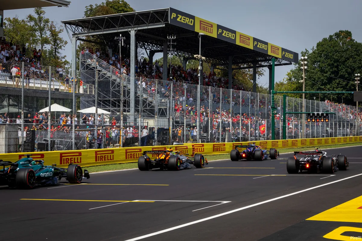 De startgrid op het Circuit van Monza, de Autodrom Nazionale di Monza, Grand Prix van Italië, 2024.