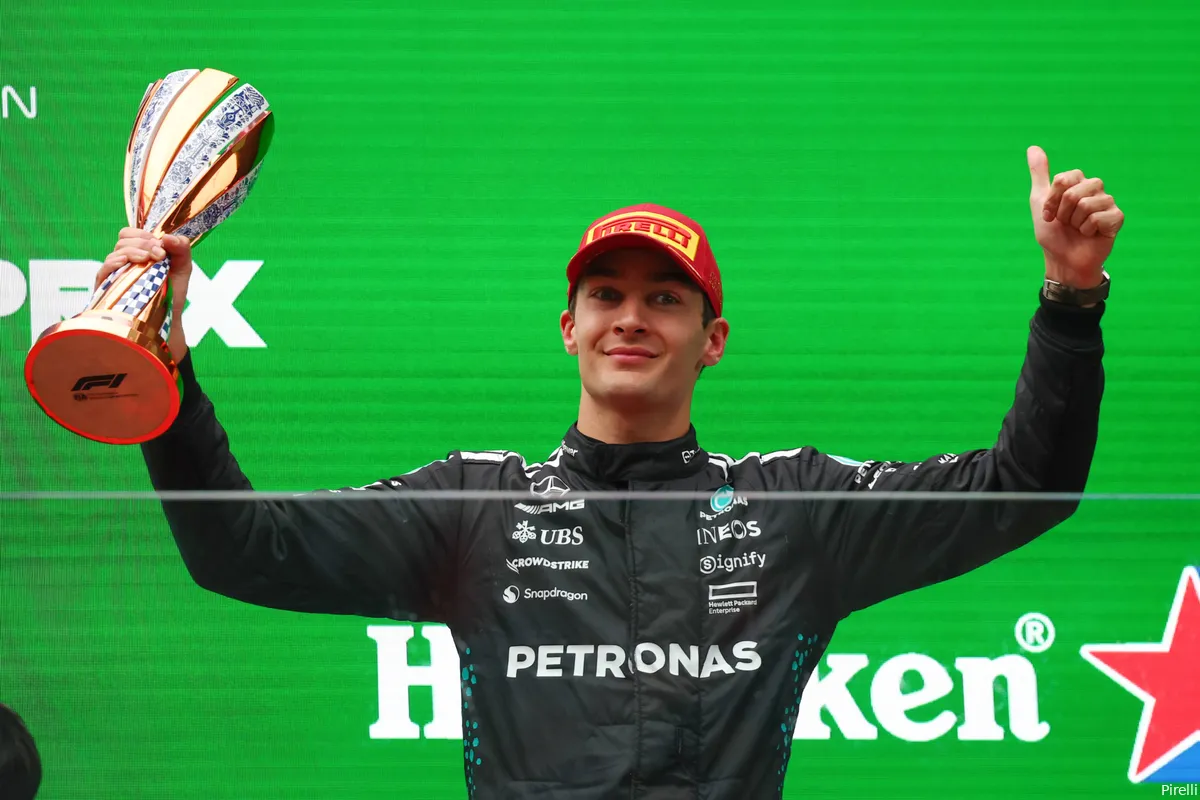 pirelli geroge russell mercedes zondag gp china 2025