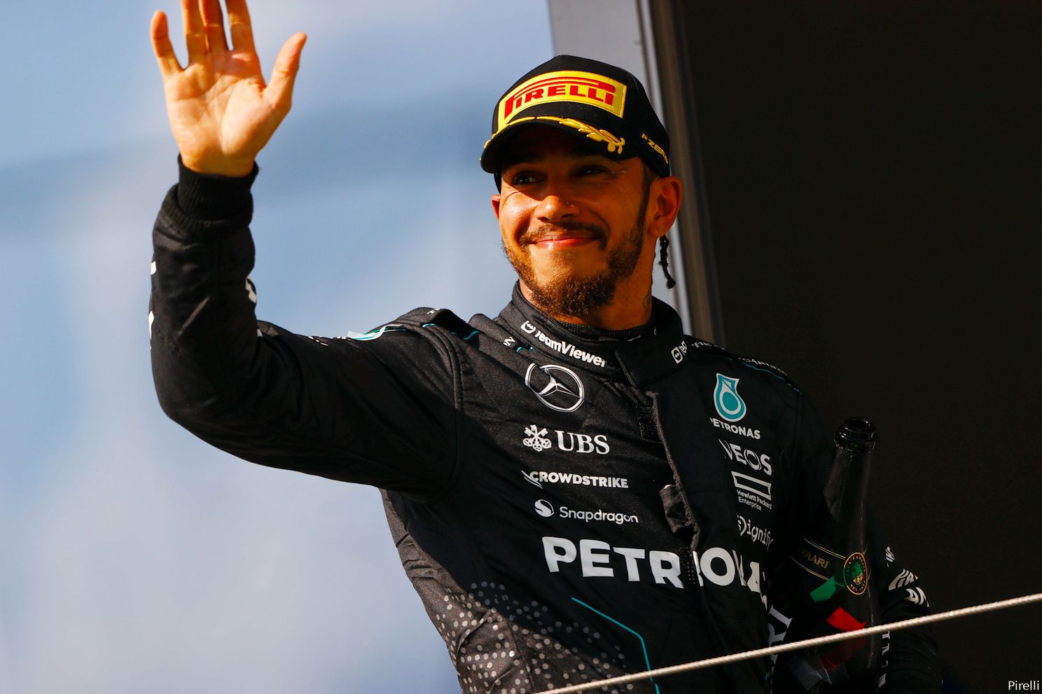 lewis hamilton blij podium hongarije 2024