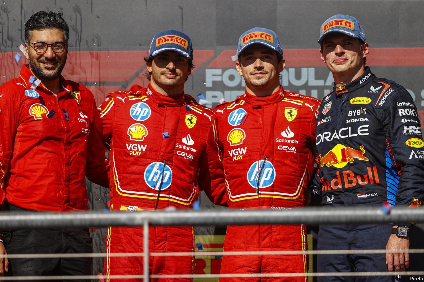 max verstappen charles leclerc carlos sainz red bull racing ferrari podium austin 2024