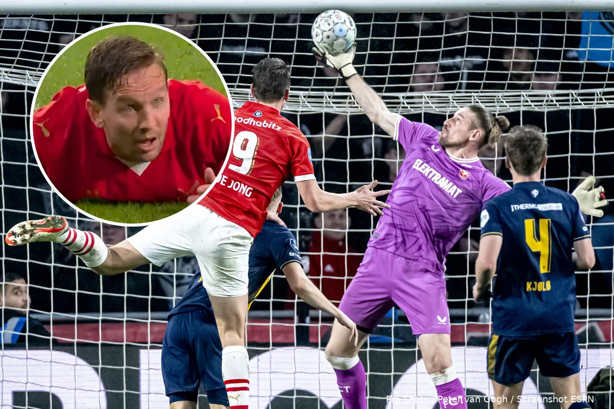 lars unnerstall redding op kopbal luuk de jong verbaasd psv fc twente eredivisie 2023 2024