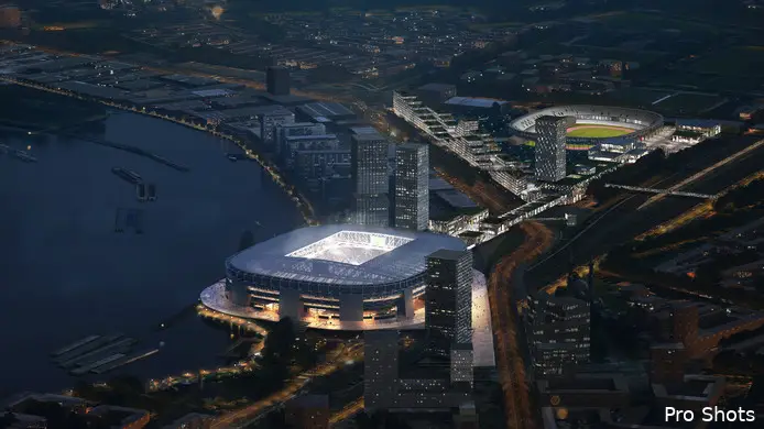 Impressie nieuw Feyenoordstadion bij nacht