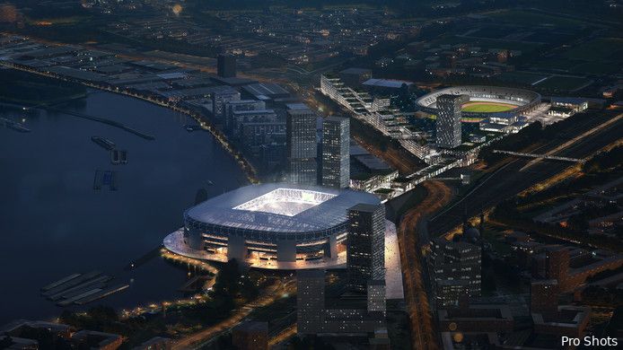 Impressie nieuw Feyenoordstadion bij nacht