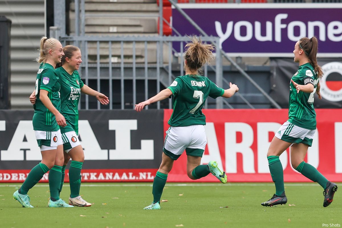 Feyenoord Vrouwen koploper na winnen van stadsderby
