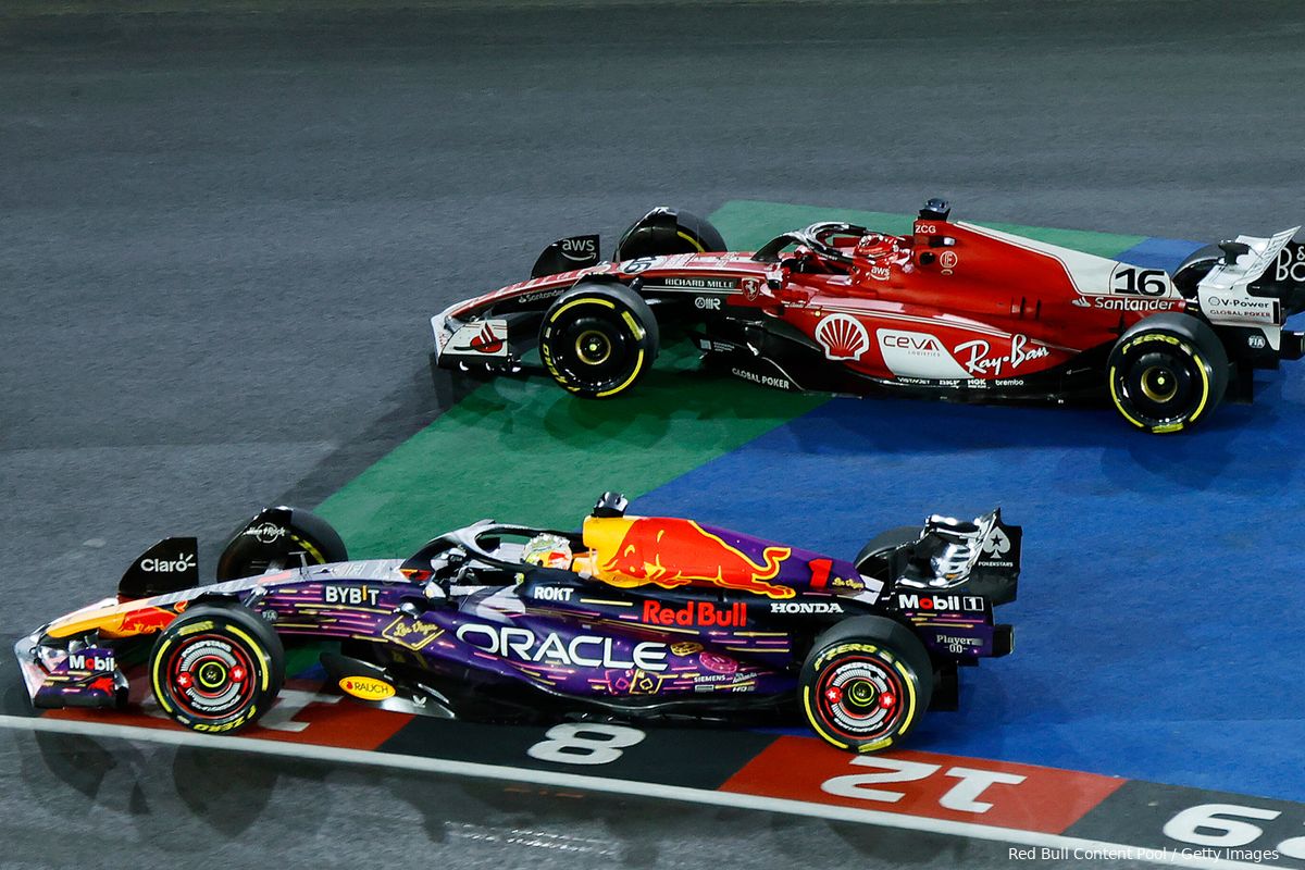 Verstappen en Leclerc lachen samen om bocht één-incident GP Las Vegas