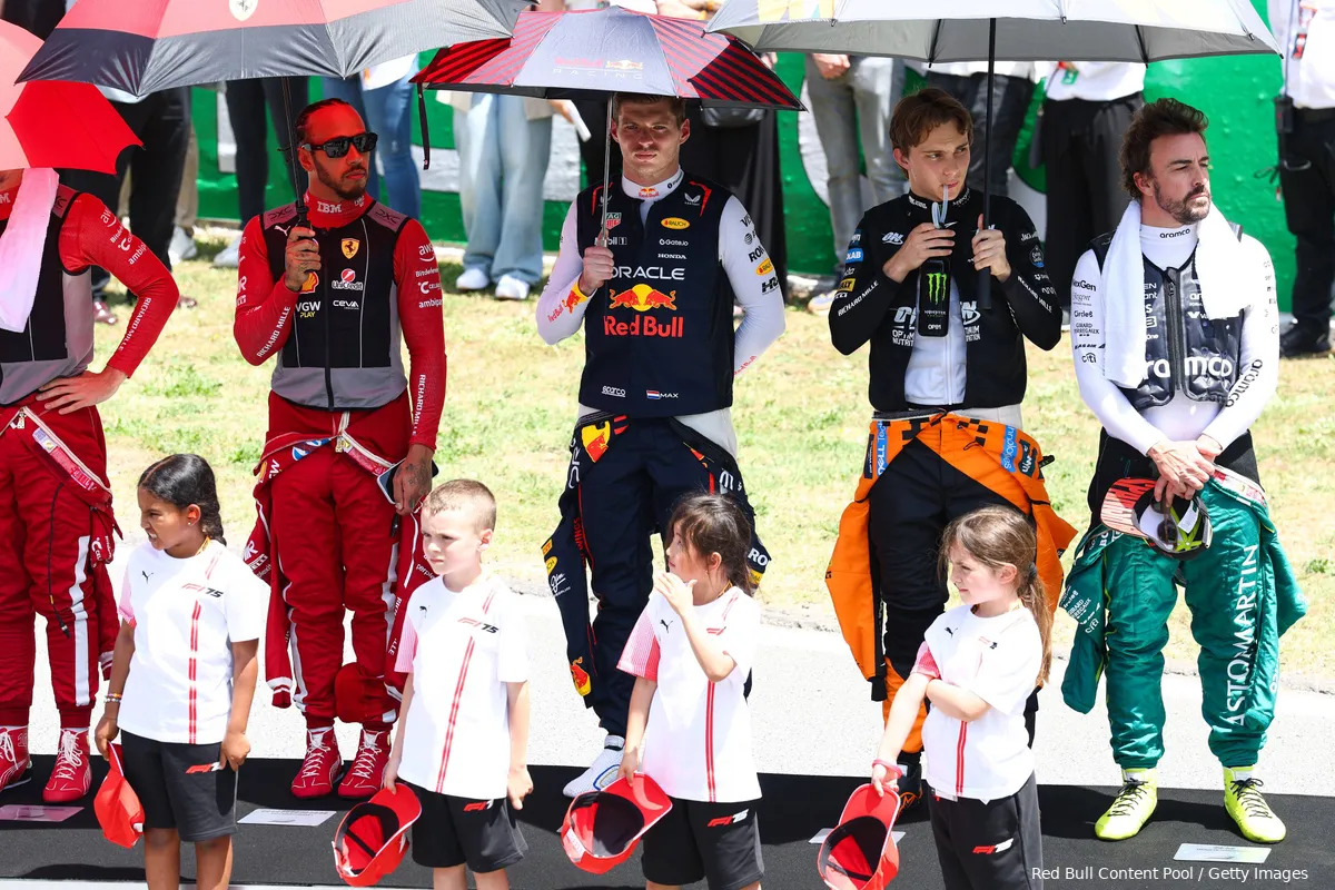 spanje 2025 isack hadjar charles leclerc lewis hamilton max verstappen oscar piastri zon warm fernando alonso 12