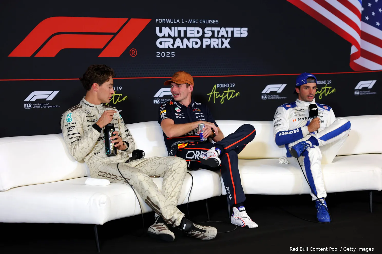 george-russell-max-verstappen-carlos-sainz-mercedes-red-bull-williams-austin-zaterdag