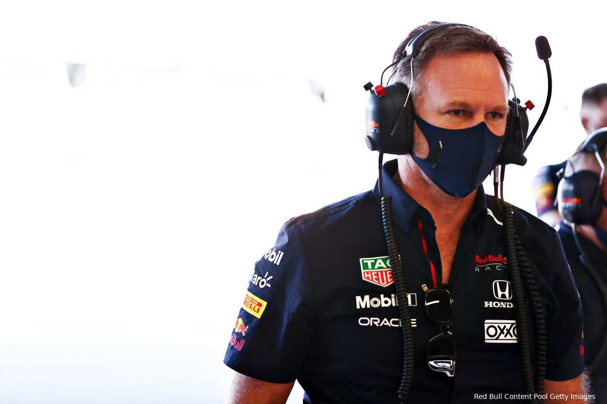 Horner heeft vertrouwen voor race: 'Hamilton start aan vuile kant, voordeel voor Verstappen'