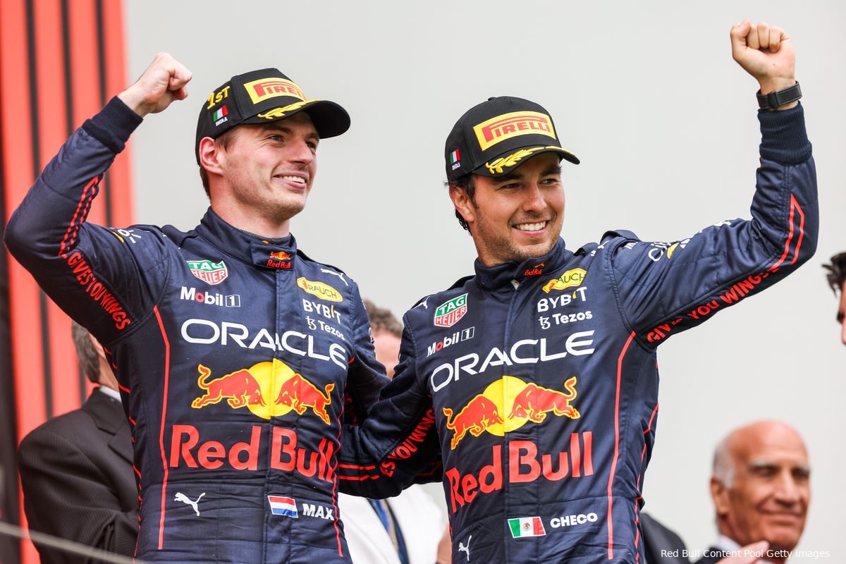 Verstappen en Pérez bezorgen 1-2 voor Red Bull, Leclerc begaat enorme fout