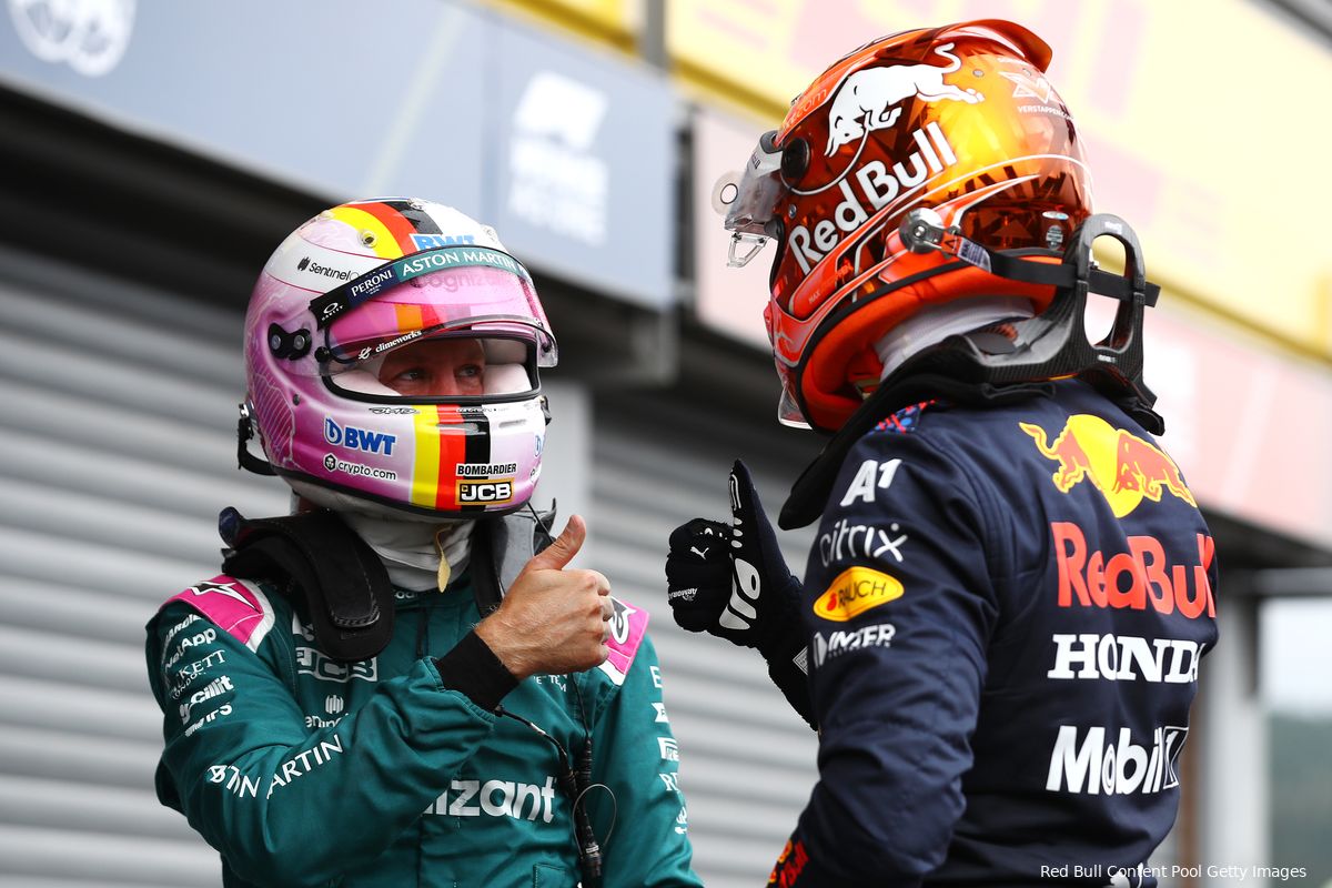 Vettel ziet uniek talent bij Verstappen: 'Soms een beetje op goed geluk, maar wel ongelooflijk'