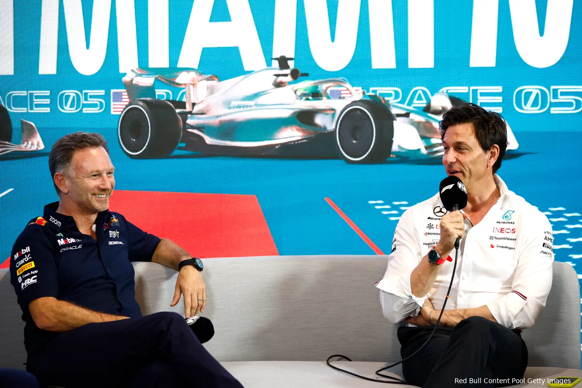 toto wolff christian horner mercedes red bull racing f1 gp miami 2023