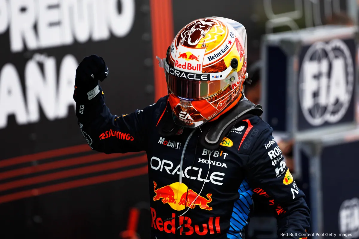 max verstappen spanje win juich woehoe