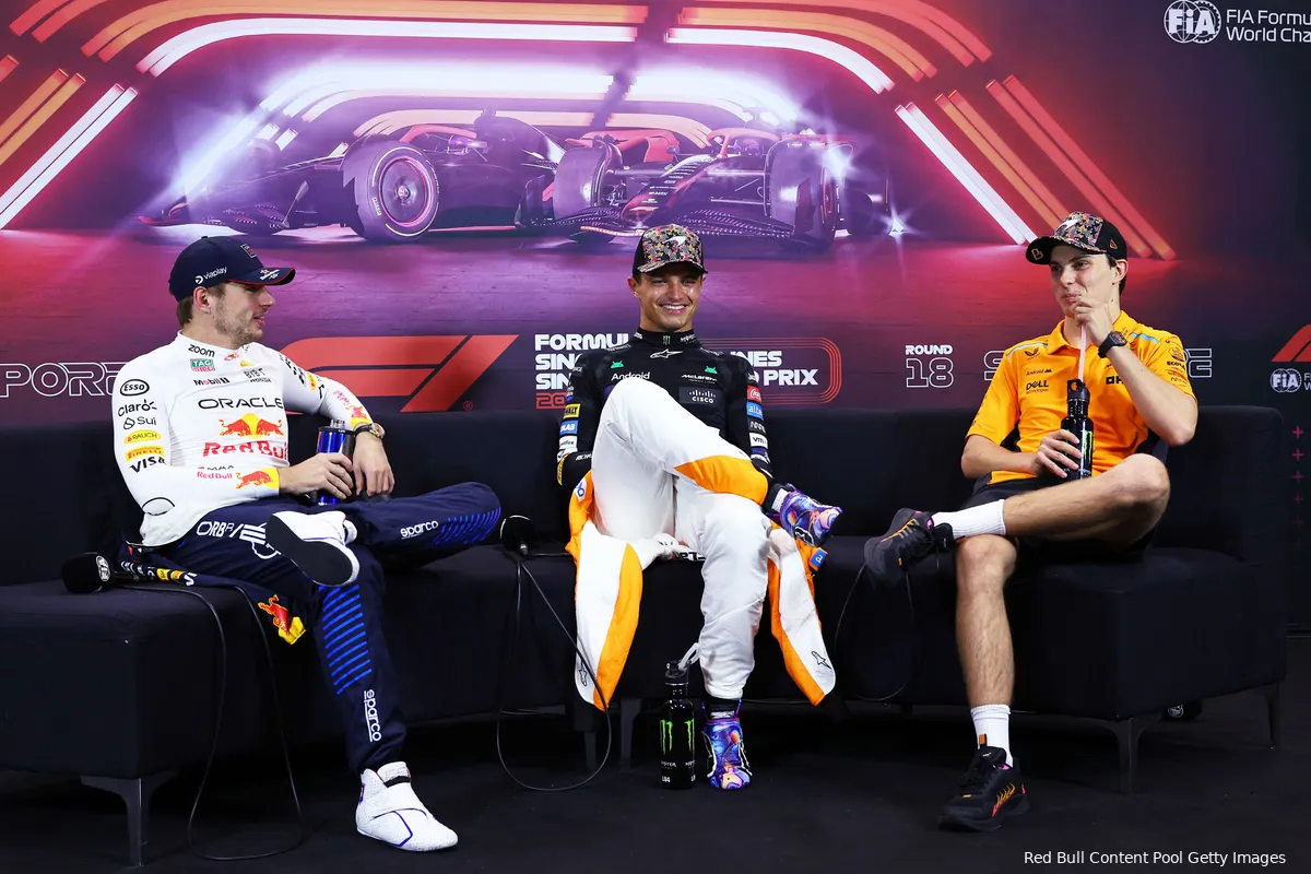 red bull racing max verstappen mclaren lando norris oscar piastri persconferentie singapore gp zondag 2024