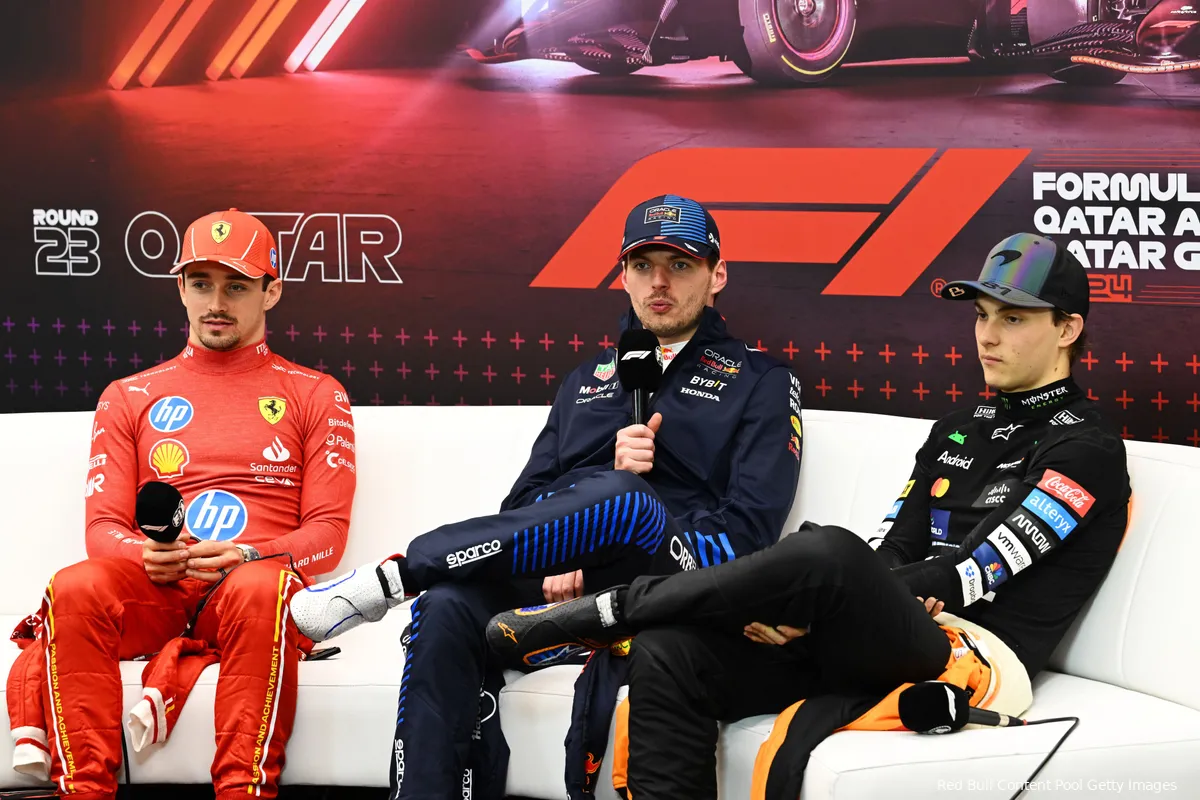 persconferentie qatar max verstappen charles leclerc oscar piastri 1