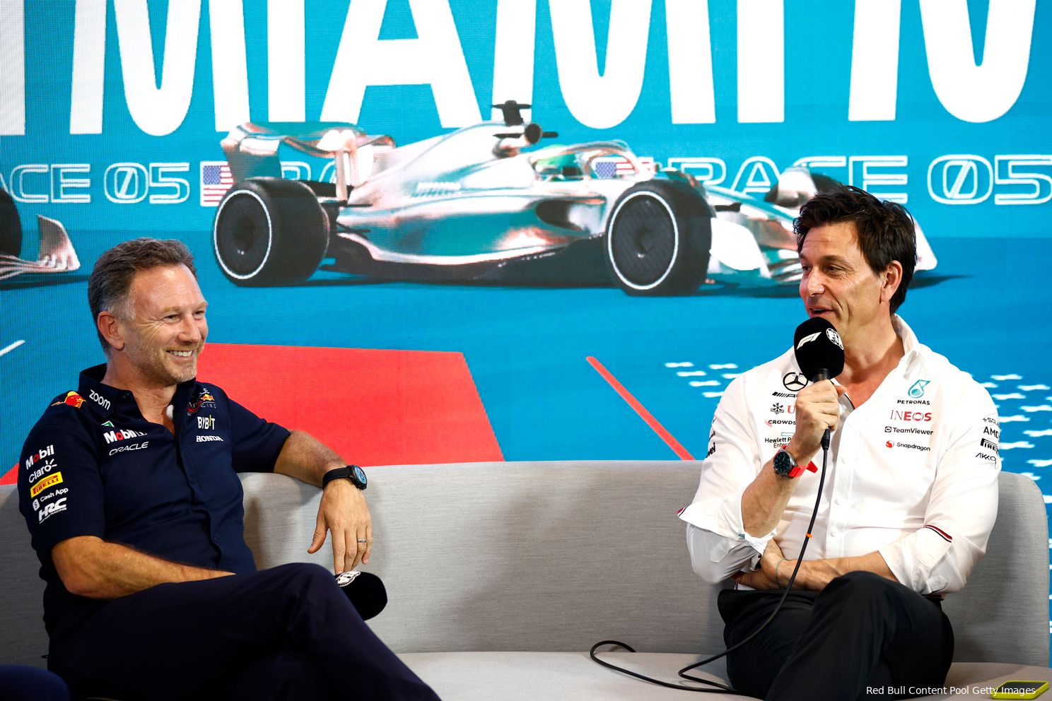 toto wolff christian horner mercedes red bull racing f1 gp miami 2023