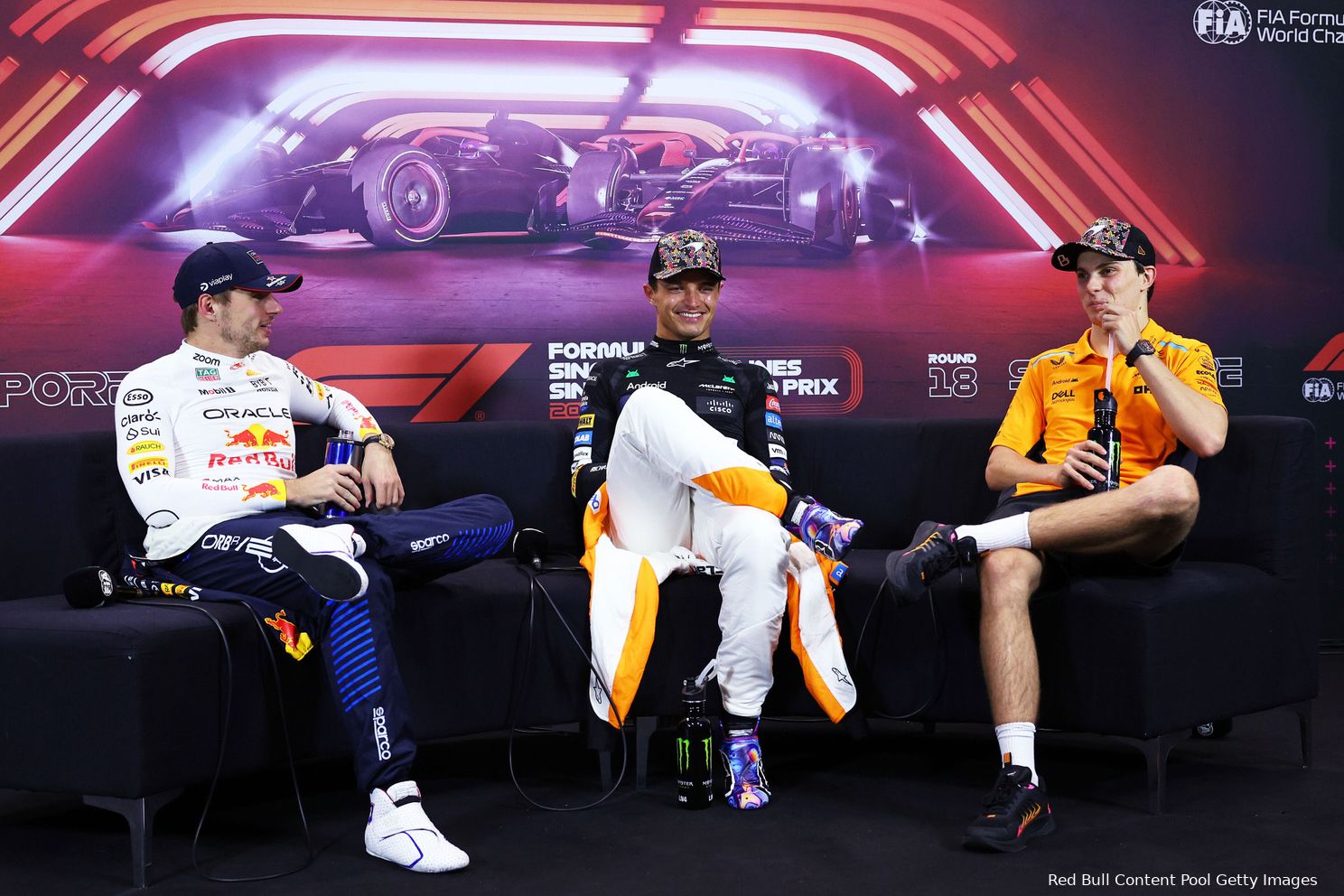 red bull racing max verstappen mclaren lando norris oscar piastri persconferentie singapore gp zondag 2024