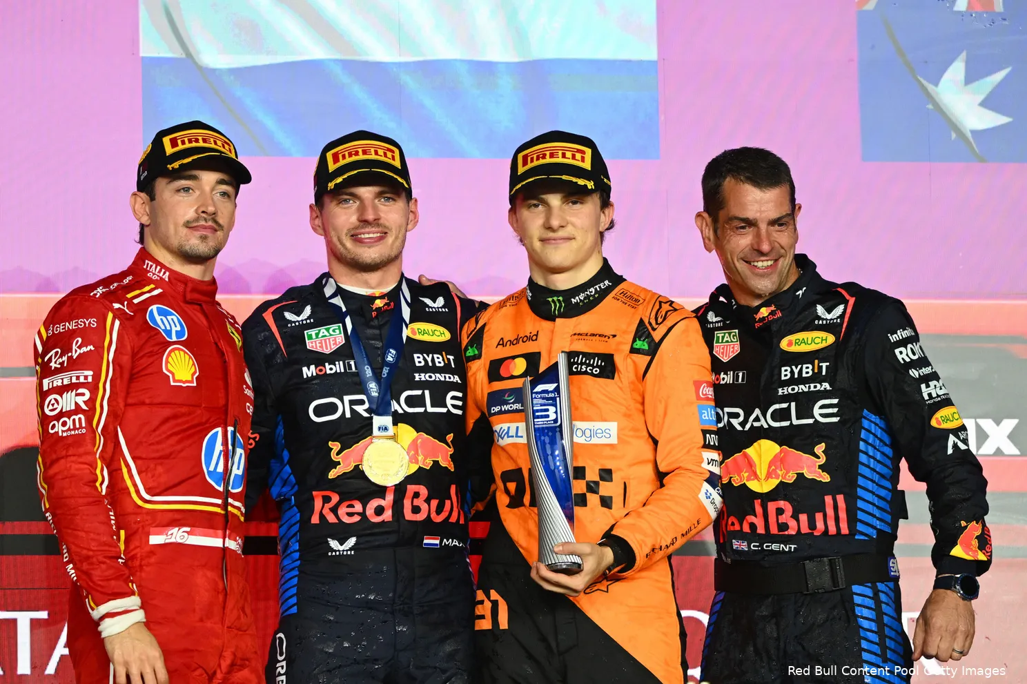 podium max verstappen charles leclerc oscar piastri qatar 2024 13