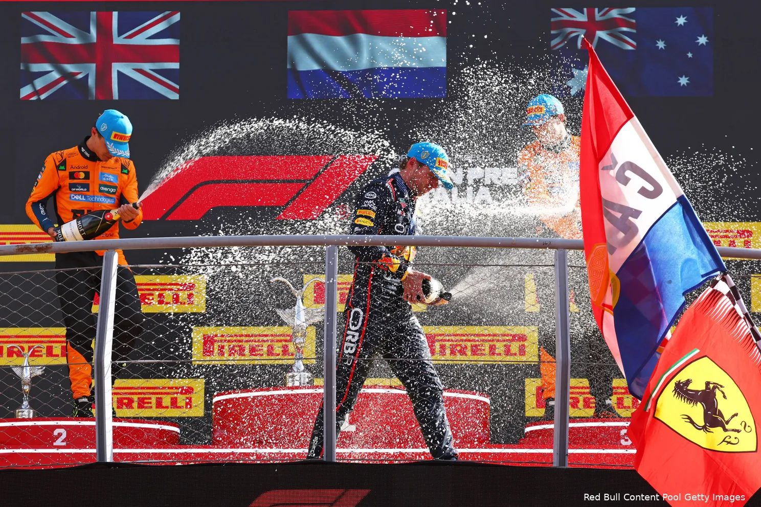 max-verstappen-red-bull-racing-lando-norris-oscar-piastri-mclaren-gp-italie-2025-zondag-podium-monza-champagne