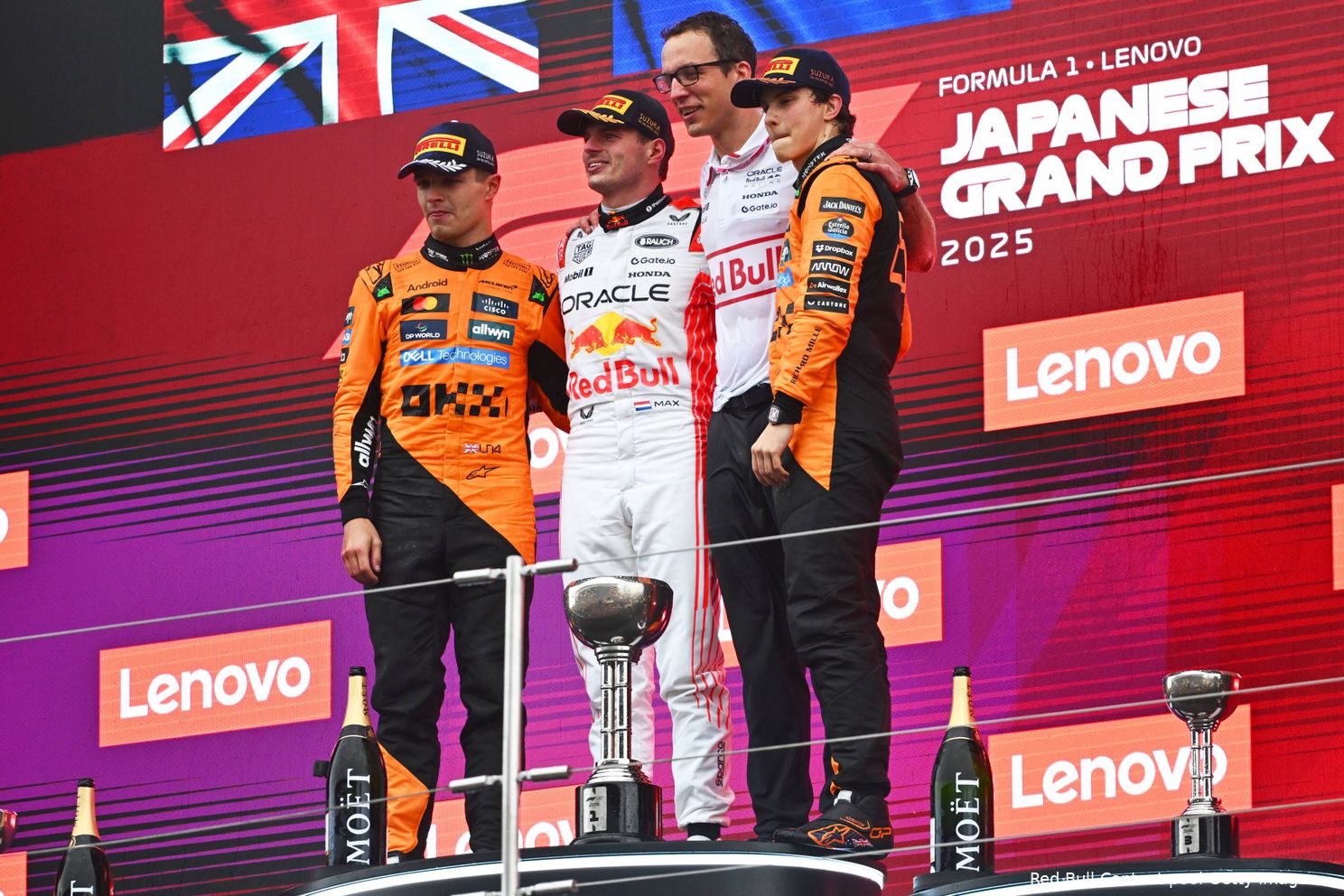 Norris, Verstappen and Piastri were together on stage on Suzuka.