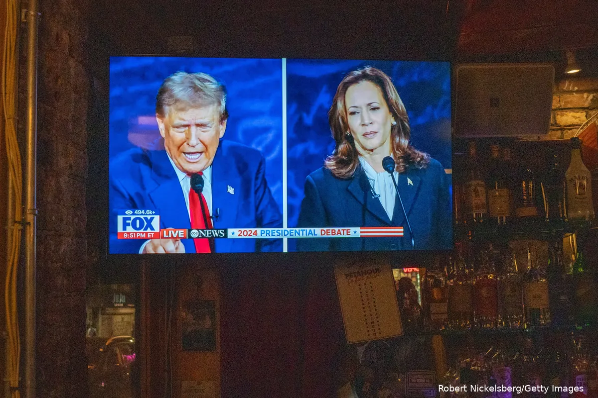 Harris and Trump debate on TV