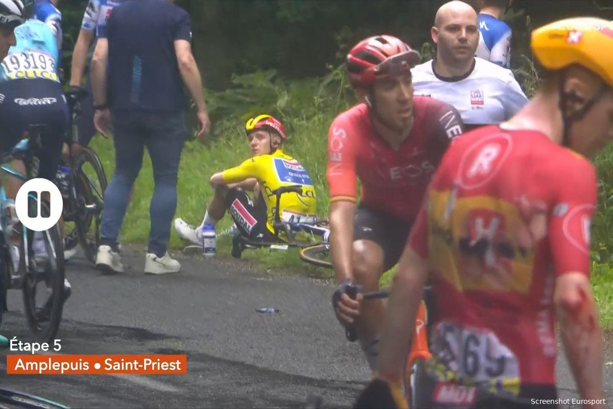 A.S.O. hakt knoop door na massale val met Evenepoel, Roglic en Visma-mannen: geen winnaar in etappe 5 Dauphiné