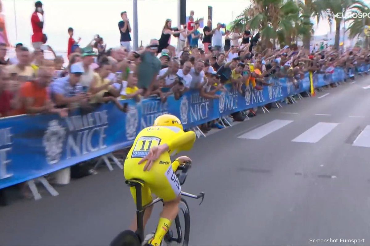 Tornadej Pogacar blaast Vingegaard, Evenepoel en iedereen nog maar eens weg in slottijdrit Tour