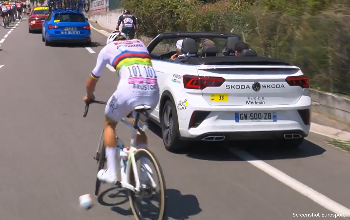 🎥 In de achtergrond ook feest in de Tour: Van der Poel maakt indruk met skills, Girmay juichend over de meet