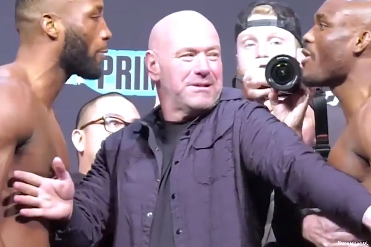 Leon Edwards en Kamaru Usman in verhitte staredown voor gevecht vanavond