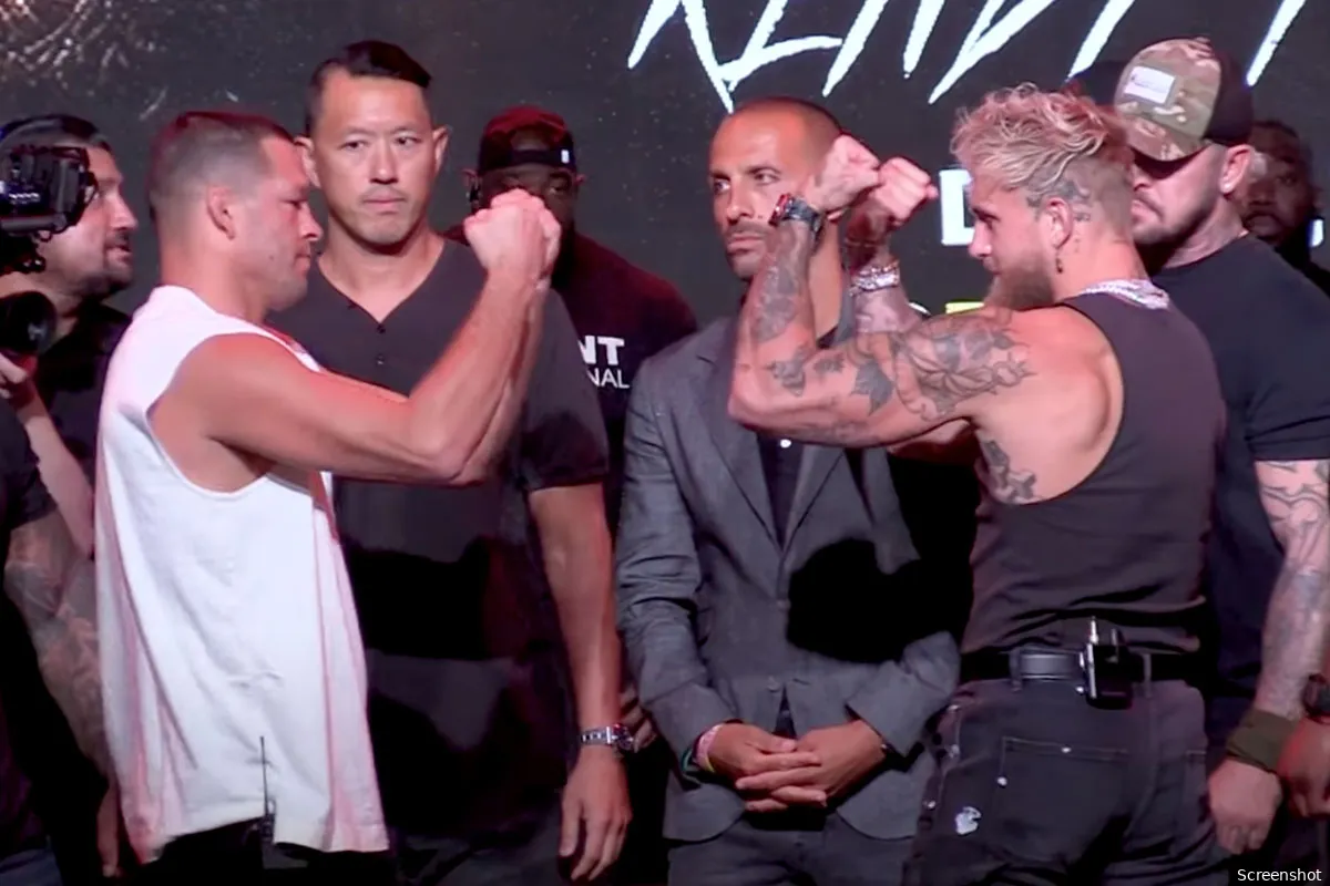 🎥 Jake Paul en Nate Diaz staredown eindigt in vechtpartij! '1 man ziekenhuis in geslagen'