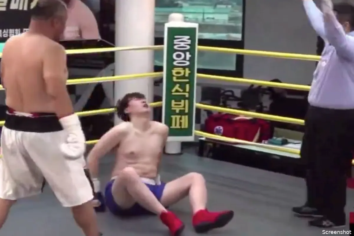 🎥 Eeuwige verliezer zwaar onderuit gemept door 45-jarige boksveteraan
