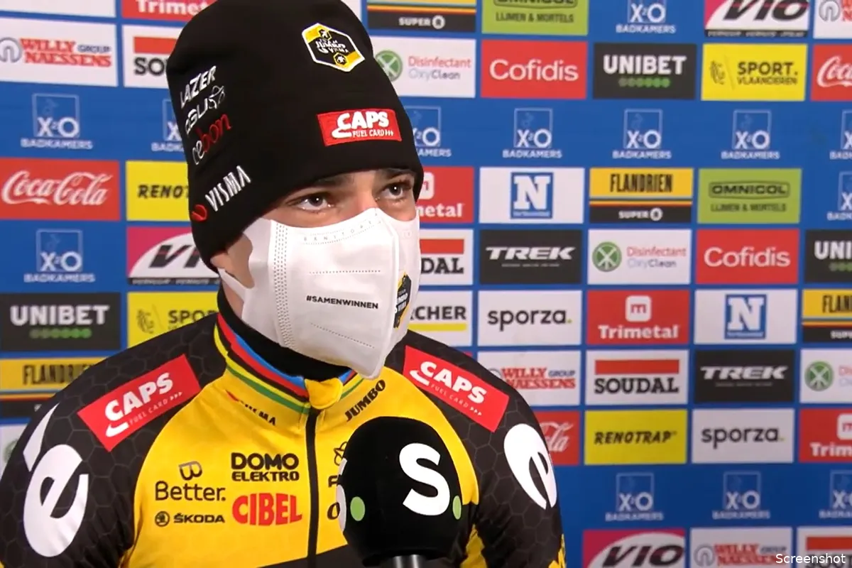 Emotionele Van Aert draagt de zege op aan zijn gezinnetje: 'Merci Sarah'