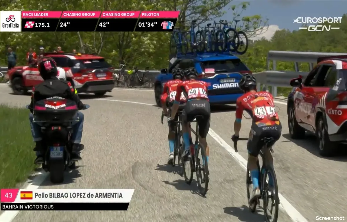 Schaduwkopman Bilbao betrokken bij vroege valpartij in negende Giro-etappe