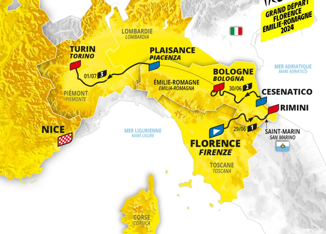 Officieel: Tour de France van 2024 start in Italië, openingsetappe telt bijna 4000 hoogtemeters