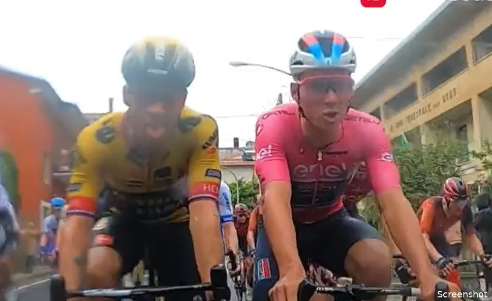🎥 Samen afzien, samen thuis: camera op fiets Affini legt onderonsje Roglic en Evenepoel vast
