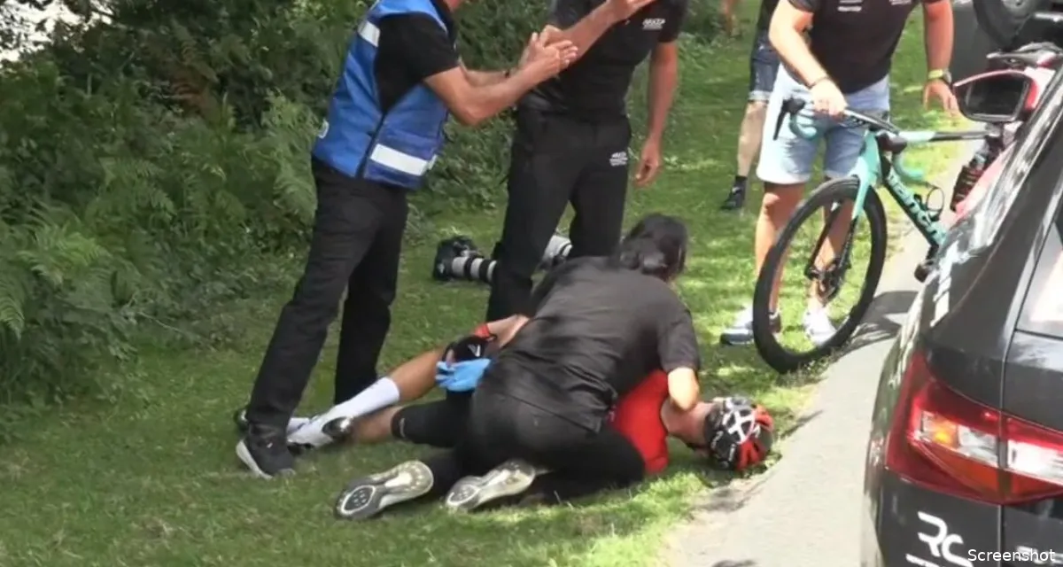 Bizar: Guglielmi (Arkéa) komt in San Sebastian zwaar ten val door... een koe(glielmi)