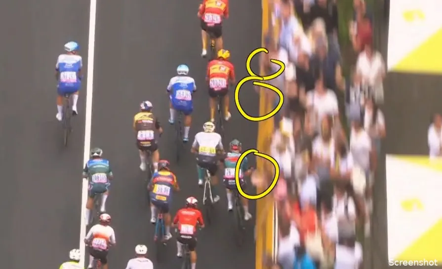 🎥 Ontsnapt peloton hier aan massaval in volle sprint? 'Botste met rechterarm op die toeschouwer'
