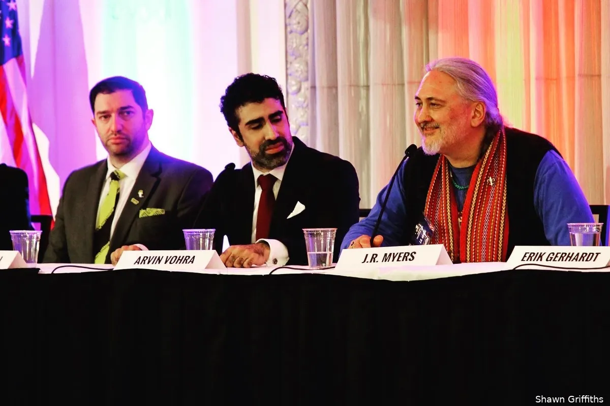 Libertarian Dan Behrman,  Libertarian Arvin Vohra and Life and Liberty Party member J.R. Myers.