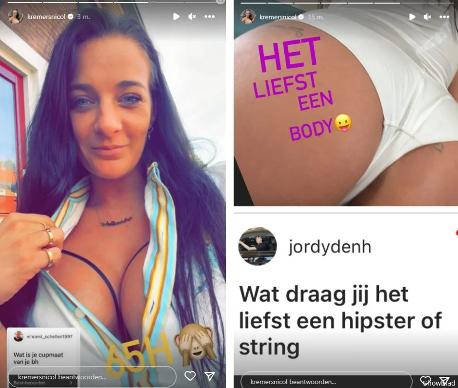 Nicol geeft inkijkje in haar bh en maakt meteen haar nieuwe cupmaat bekend