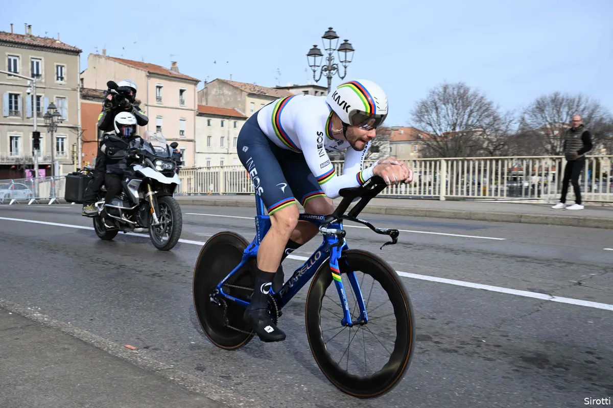 Ganna wederom de beste in tijdrit Bessèges, eindzege gaat naar Thomas