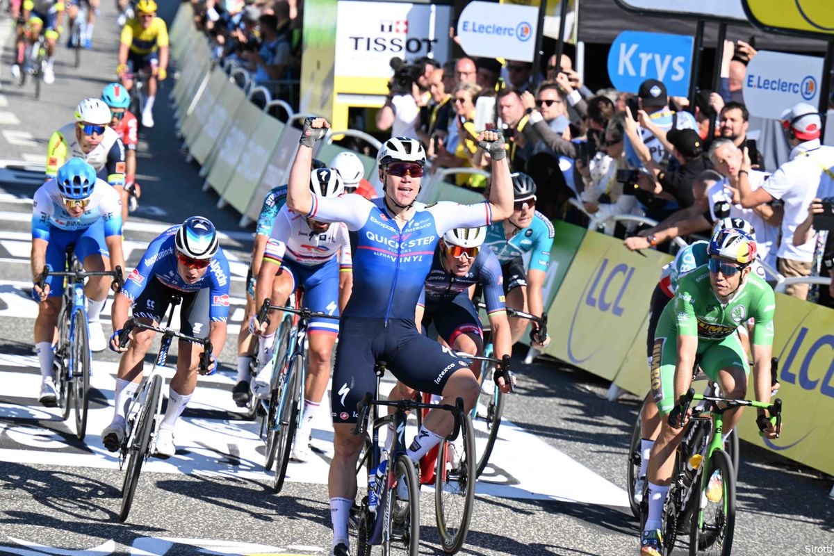Dromen zijn geen bedrog; Fabio Jakobsen knalt naar ritzege in Tour de France, Van Aert pakt geel