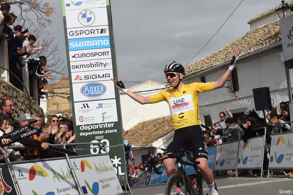 Hele dag koers, maar hetzelfde resultaat: Pogacar vlamt opnieuw naar ritzege in Ruta del Sol