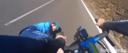 🎥 Lutsenko toont hoe hij (op tijdritfiets) omver geblazen wordt en daardoor het voorjaar mist
