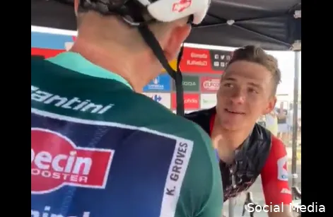 🎥 'Puntenpikker' Evenepoel dolt met dagwinnaar Groves: 'Zeg nou maar gewoon dat je wel sprintte'