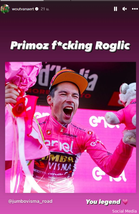 Ondertussen in het peloton | Tadej Pogacar krijgt via Instagram lachers op zijn hand met Borat-imitatie
