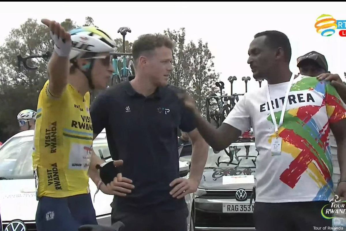 Doubey wint Ronde van Rwanda nadat hij eigenhandig slotrit neutraliseert: ruzies met rivalen en boetes van organisatie volgen