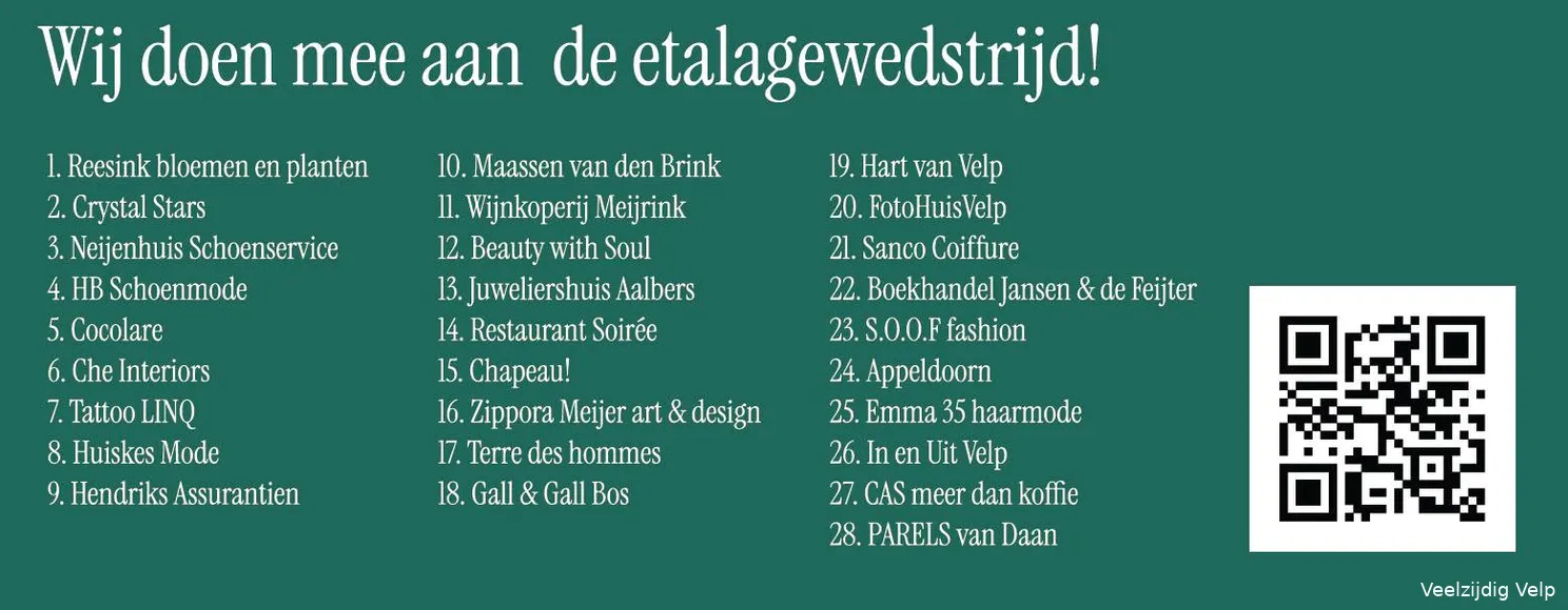 Deelnemers Etalagewedstrijd Velp- Veelzijdig Velp
