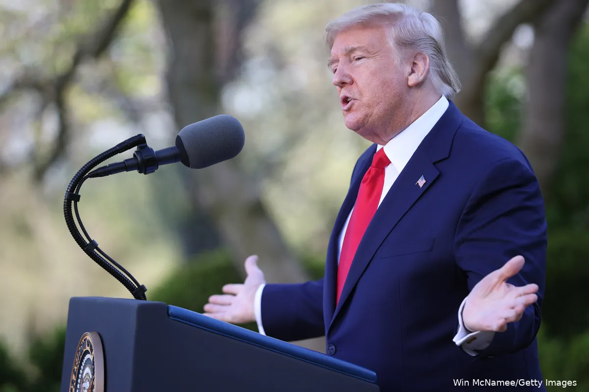 Trump speaking at White House