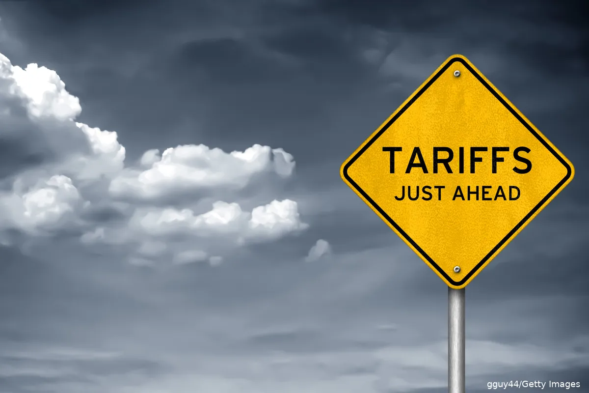 Road sign that says "Tariffs just ahead"