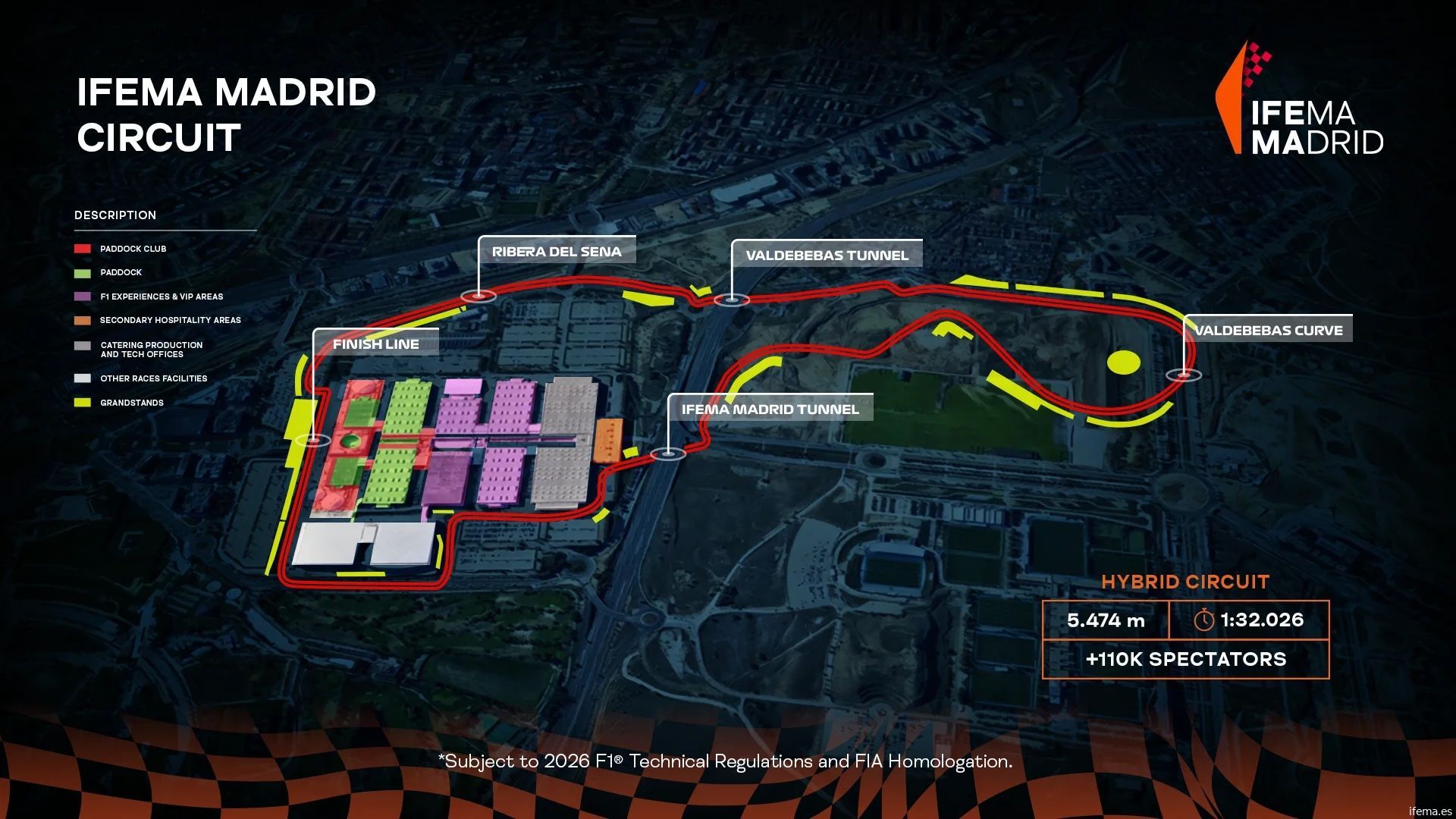 The proposed layout of the Madrid Circuit shared on ifema.es/en/f1